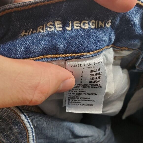 American Eagle Jeans Womens 2 High Rise Jeggings Distressed Ripped Light Wash - Picture 9 of 11